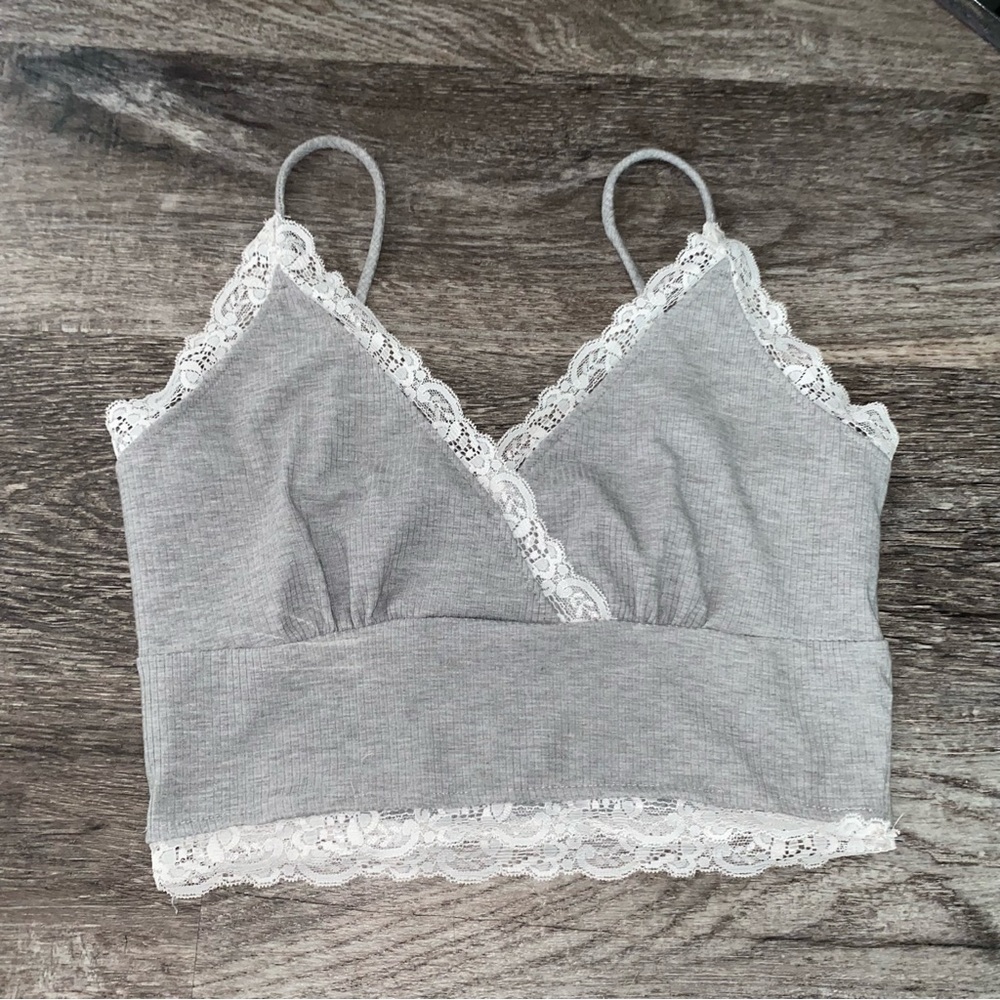 Gray Lace cami crop top